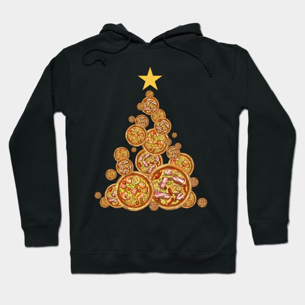 Pizza Christmas Tree, Funny Pizza Lover Christmas Dinner Hoodie by PugSwagClothing